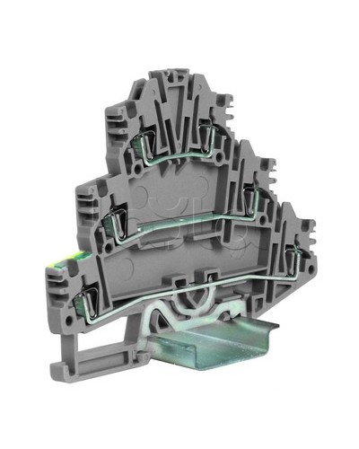 Зажим трех-уровневый c заземлением на нижнем уровне 2,5 кв.мм, серый DKC ZHL500GR в Таганроге Держатели, клипсы, скобы Pintop.ru