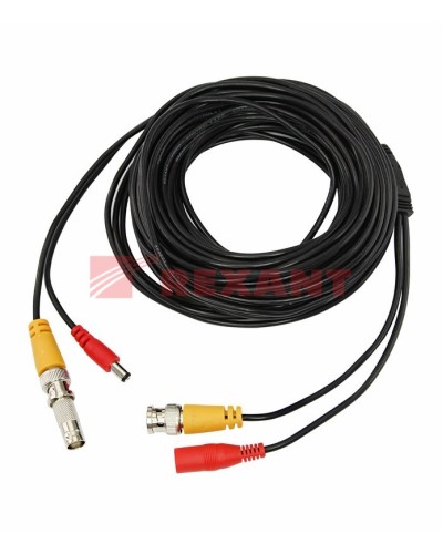 Шнур соединительный BNC-BNC для систем видеонаблюдения, с питанием (DC) от камеры (18 м) REXANT (18-1718) в Таганроге Патч-корды и пигтейлы Pintop.ru