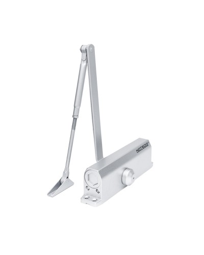 Доводчик NOTEDO DC-110 DA EN3-4, с задержкой закрывания, с рычажной тягой, (серебро) (RAL9006) в Таганроге Доводчики Pintop.ru