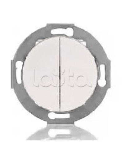 Выключатель двухклавишный Экопласт (схема 5) 10 A, 250 B (белый) Vintage в Таганроге Розетки компьютерные и телефонные Pintop.ru