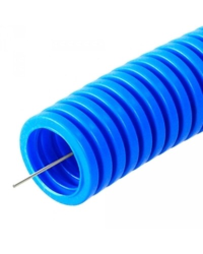 Труба гофрированная ПП лёгкая 350 Н не распространяющая горение с/з синяя д25 (50м/2600м/ уп/пал) Промрукав PR02.0077 в Таганроге Труба гофрированная Pintop.ru