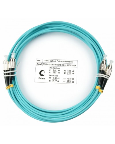 Шнур оптический duplex FC-FC 50/125 mm OM3 7м LSZH Cabeus FOP-50-FC-FC-7m в Таганроге Патч-корды и пигтейлы Pintop.ru