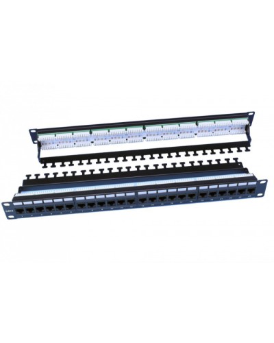 Патч-панель 19, 1U, 24 порта RJ-45, категория 6, Dual IDC, цвет черный Hyperline PP3-19-24-8P8C-C6-110D в Таганроге Патч панель Pintop.ru