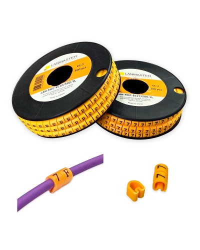 Клипса маркировочная на кабель диаметром 3.6–7.4 мм, символ C, 500 шт., желтая LANMASTER LAN-MCC-EC2C/500-YL в Таганроге Аксессуары для стоек и шкафов Pintop.ru