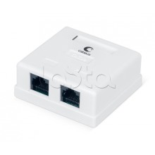 Розетка компьютерная RJ-45, категория 5e, двойная, внешняя, Dual IDC Cabeus WS-8P8C-Cat.5e-2