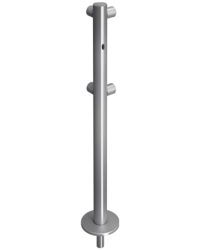 Стойка ограждения съемная L-образная с отверстием под фиксатор, 2 муфты слева Oxgard ВЗР 1996Р.21-06 в Таганроге Ограждения Pintop.ru