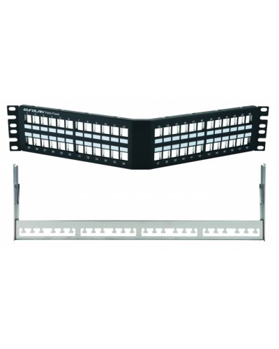Коммутационная угловая панель 19” наборная, FTP, 2U, 48 портов, черный Eurolan (27A-00-48BL) в Таганроге Патч-панели Pintop.ru