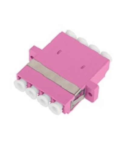 Адаптер NIKOMAX волоконно-оптический, соединительный, многомодовый, стандарта OM4, LC/UPC-LC/UPC, квадро, пластиковый, без шторки, с фланцами, маджента, уп-ка 2шт. в Таганроге Проходные адаптеры и розетки оптические Pintop.ru