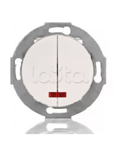 Выключатель двухклавишный Экопласт (схема 5L) с индикатором 10 A, 250 B (белый) Vintage в Таганроге Розетки компьютерные и телефонные Pintop.ru