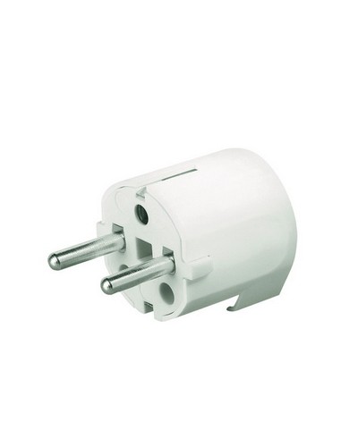 Вилка кабельная, бытовая с боковым вводом кабеля. Белая. IP20 16А 2P+E 230В DKC DIS13083 в Таганроге Аксессуары для стоек и шкафов Pintop.ru