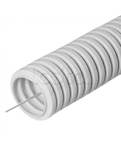 Труба ПВХ гибкая гофрированная д.25мм, лёгкая с протяжкой, 50м, цвет серый Cabeus (FCPL-25-PVC-050-1-GY) в Таганроге Труба гофрированная Pintop.ru
