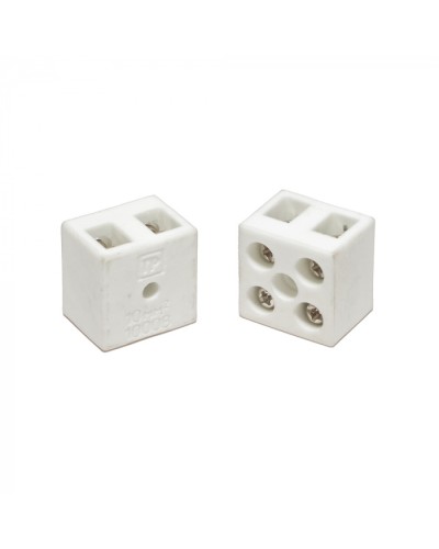 Клемма керамическая латунь 10 мм² 2 пары контактов с крепежным отверстием (5 шт/уп) Промрукав (PR08.7161) в Таганроге Аксессуары для кабель-канала Pintop.ru