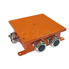 SMB120 Коробка металлическая, огн. E-110,о/п 120х120х60, 4 метал. гермоввода, IP66, 8P, (0,15-2,5 мм2), цвет оранж. Экопласт (56044)