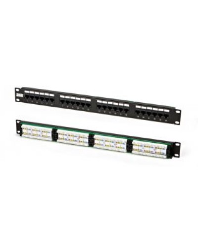 Патч-панель высокой плотности 19, 0.5U, 24 порта RJ-45, категория 5e, Dual IDC Hyperline PPHD-19-24-8P8C-C5e-110D в Таганроге Патч панель Pintop.ru
