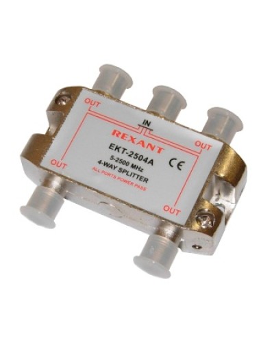 Делитель телевизионный ТВх4 под F разъём 5-2500 МГц СПУТНИК (10шт/уп) REXANT 05-6203 в Таганроге Системы видеонаблюдения Pintop.ru