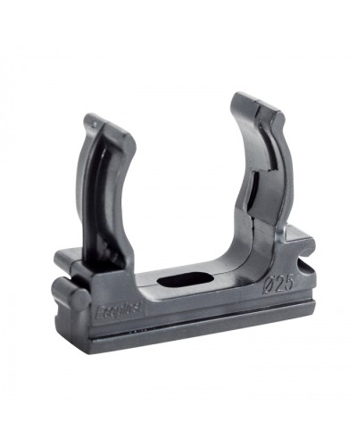 CF25G Держатель (клипса), без галогена, для труб D25мм, цвет чёрный (10шт) Экопласт (41725-10HF-BL) в Таганроге Держатели, клипсы, скобы Pintop.ru