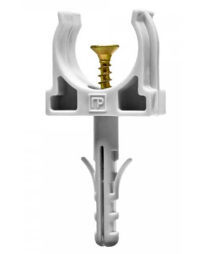 Крепеж-клипса с дюбелем и саморезом серая д20 в малой упаковке (10шт/900шт уп/кор) Промрукав (PR13.0308) в Таганроге Крепеж: Дюбели, шурупы, саморезы Pintop.ru