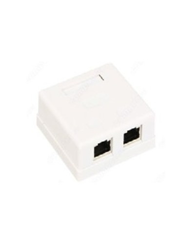 Розетка компьютерная RJ-45 (8P8C), категория 5e, двойная, внешняя (настенная), Dual IDC, белая в Таганроге Розетки компьютерные и телефонные Pintop.ru