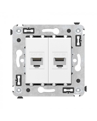 Компьютерная розетка RJ-45 без шторки в стену, кат.5е двойная, Avanti, Белое облако DKC 4400664 в Таганроге Розетки компьютерные и телефонные Pintop.ru