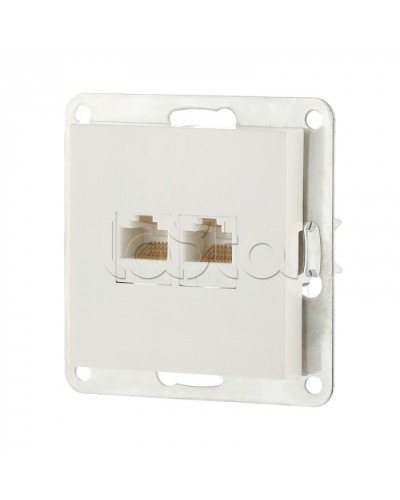 Розетка компьютерная двойная 2хRJ-45 кат.5е с накладкой (белый) LK80 Экопласт (846204-1) в Таганроге Розетки компьютерные и телефонные Pintop.ru
