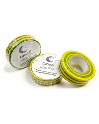 Лента изоляционная (желто-зеленая) Cabeus ET-YG в Таганроге Аксессуары для кабель-канала Pintop.ru