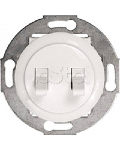 Экопласт Выключатель 2-рычажковый (схема 5) 10 A, 250 B (белый) Vintage в Таганроге Розетки компьютерные и телефонные Pintop.ru