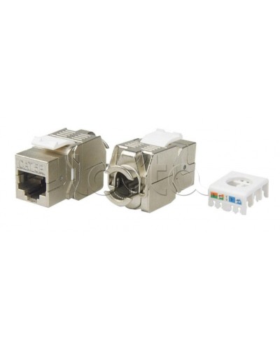 Вставка Keystone Jack RJ-45(8P8C) Hyperline KJ8-8P8C-C5e-180-TLS-SH-F-WH в Таганроге Модули Keystone Pintop.ru