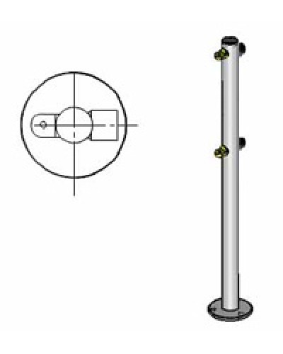 Стойка ограждения с 2-мя полупетлями под поворотную створку или секциюi-образная, 2 муфты Oxgard Стойка ограждения с 2-мя полупетлями i-образная (ВЗР 1996.01-01) в Таганроге Ограждения Pintop.ru