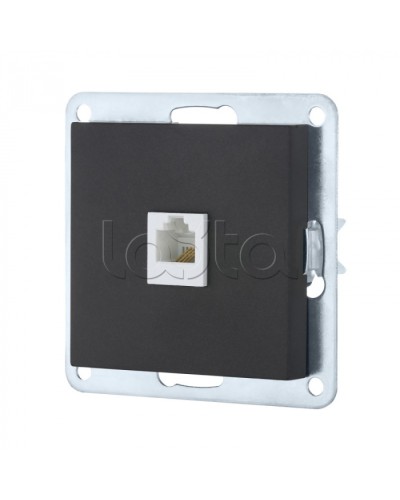 Розетка телефонная RJ-12 с накладкой (черный бархат) LK 80 Экопласт (845508-1) в Таганроге Розетки компьютерные и телефонные Pintop.ru