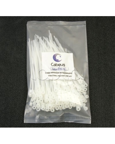 Стяжка нейлоновая неоткрывающаяся, безгалогенная (halogen free), 110x2.5мм, под винт (100 шт) Cabeus GTSC-110 в Таганроге Стяжки-хомуты Pintop.ru