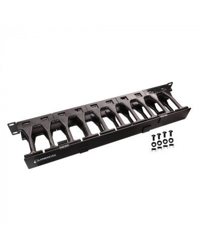 Кабельный органайзер 19 c пластиковыми пальцами глубиной 106 мм и крышкой, 1U LANMASTER (LAN-ORG-PF/S-1U) в Таганроге Кабельные органайзеры Pintop.ru