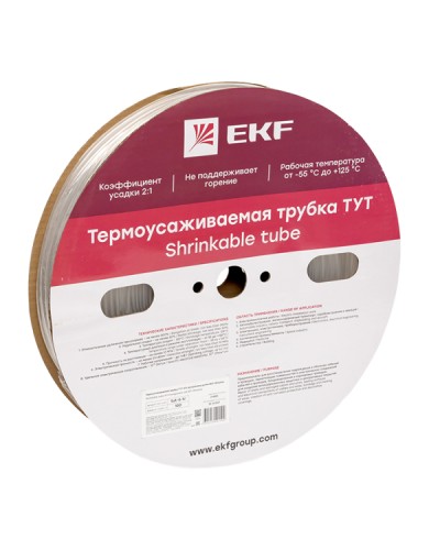 Термоусаживаемая трубка ТУТ 6/3 прозрачная рулон EKF PROxima (tut-6-tr) в Таганроге Аксессуары для кабель-канала Pintop.ru