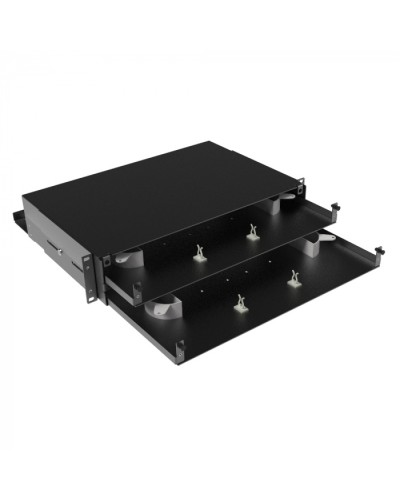 Оптическая полка выдвижная, без лицевой панели, неукомплектованная, 2U, черная DKC RNFPE2U48 в Таганроге Полки для шкафов и стоек Pintop.ru