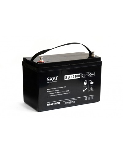 Бастион SKAT SB 12100 АКБ свинцово-кислотная тип AGM 12V 100Ач Iзар.30А, клеммы под болт М6 в Таганроге Электротехническое оборудование Pintop.ru