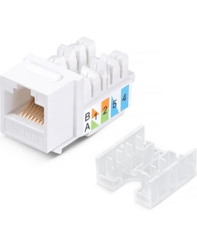 Модуль Keystone Jack RJ-45(8P8C), UTP неэкранированный, CAT 5e, тип 90 градусов, белый REXANT PRO 02-0064 в Таганроге Модули Keystone Pintop.ru