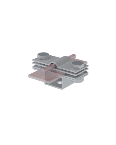 Универсальный держатель на мостовой опоре для прутка Ø 5-8 мм и полосы до 40 мм с 3 пластинами КМ-профиль (UDMO3-D5-8-B40) в Таганроге Аксессуары для лотков Pintop.ru