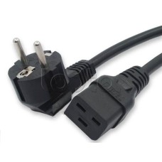 Кабель питания (Shucko - C19), 16A, угловая вилка, 5м Hyperline PWC-IEC19-SHM-5.0-BK