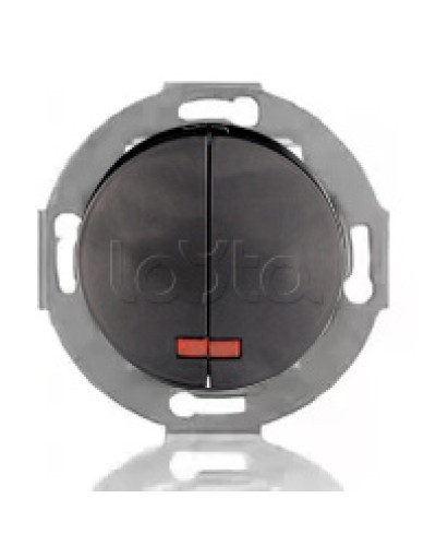 Выключатель двухклавишный Экопласт (схема 5L) с индикатором 10 A, 250 B (черный ) Vintage в Таганроге Розетки компьютерные и телефонные Pintop.ru