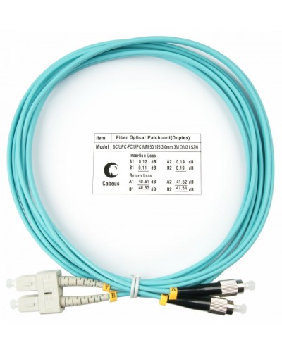 Шнур оптический duplex SC-FC 50/125 mm OM3 3м LSZH Cabeus FOP-50-SC-FC-3m в Таганроге Патч-корды и пигтейлы Pintop.ru