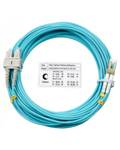 Шнур оптический duplex LC-SC 50/125 mm OM3 15м LSZH Cabeus FOP-50-LC-SC-15m в Таганроге Патч-корды и пигтейлы Pintop.ru