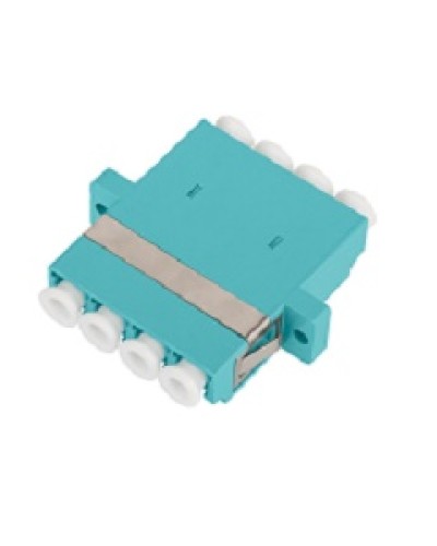 Адаптер NIKOMAX волоконно-оптический, соединительный, многомодовый, стандарта OM3, LC/UPC-LC/UPC, квадро, пластиковый, без шторки, с фланцами, аква, уп-ка 2шт. в Таганроге Проходные адаптеры и розетки оптические Pintop.ru