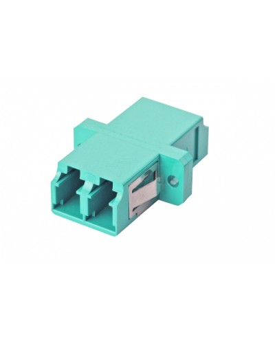 Оптический адаптер OM3, дуплекс LC, с фланцами, бирюзовый Eurolan (36A-30-2L-02AQ) в Таганроге Проходные адаптеры и розетки оптические Pintop.ru