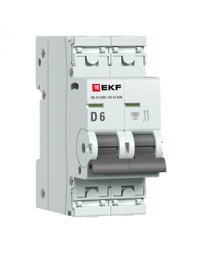 Автоматический выключатель 2P 6А (D) 6кА ВА 47-63N EKF PROxima (M636206D) в Таганроге Электротехническое оборудование Pintop.ru