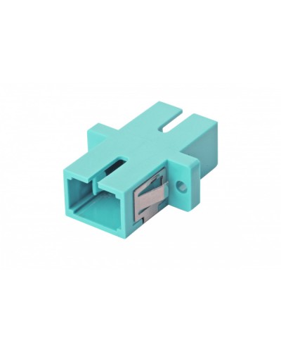 Оптический адаптер OM3, симплекс SC, с фланцами, бирюзовый Eurolan (36A-30-SC-02AQ) в Таганроге Проходные адаптеры и розетки оптические Pintop.ru