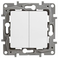 Выключатель двухклавишный 10 AX 250 В белый Etika Legrand 672202