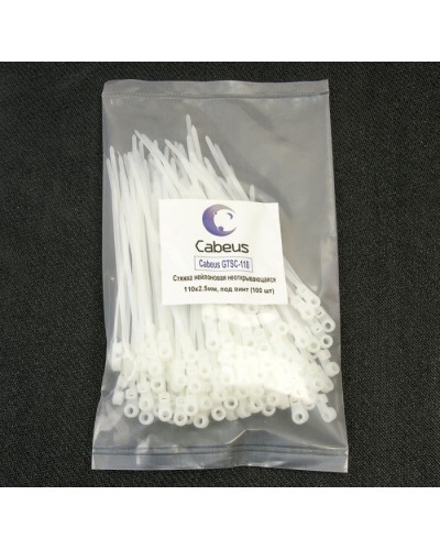 Стяжка нейлоновая неоткрывающаяся, безгалогенная (halogen free), 150x3.6мм, под винт (100 шт) Cabeus GTSC-150 в Таганроге Стяжки-хомуты Pintop.ru