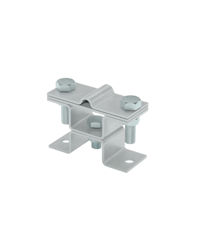 Универсальный держатель на мостовой опоре двойной для прутка Ø 5-8 мм и полосы до 40 мм с 2 пластинами TD КМ-профиль (XUDMO2-D5-8-B40 TD) в Таганроге Аксессуары для лотков Pintop.ru
