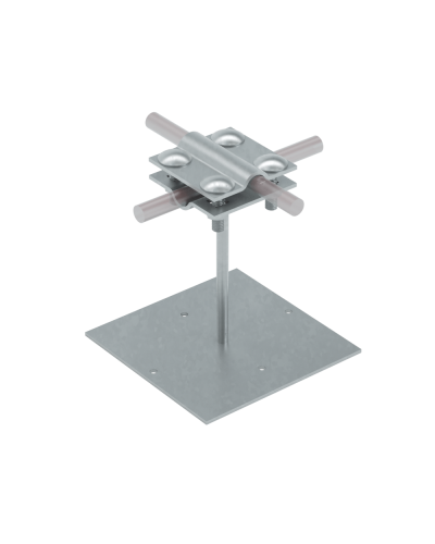 Приклеиваемый держатель с крестообразным соединителем для прутка Ø 5-12 мм и полосы до 20 мм H90 мм TD КМ-профиль (PDX-H90-D5-12-B20 TD) в Таганроге Монтажные материалы Pintop.ru