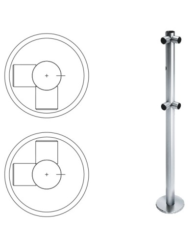 Стойка ограждения L-образная с отверстием под фиксатор, 2 муфты справа (антик серебро) Oxgard в Таганроге Ограждения Pintop.ru