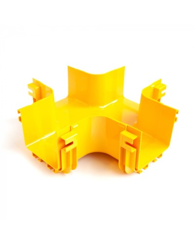 Х-соединитель оптического лотка 120 мм, монтаж без соединителей, желтый LANMASTER (LAN-OT120-XT/NC) в Таганроге Коммутационные изделия Pintop.ru
